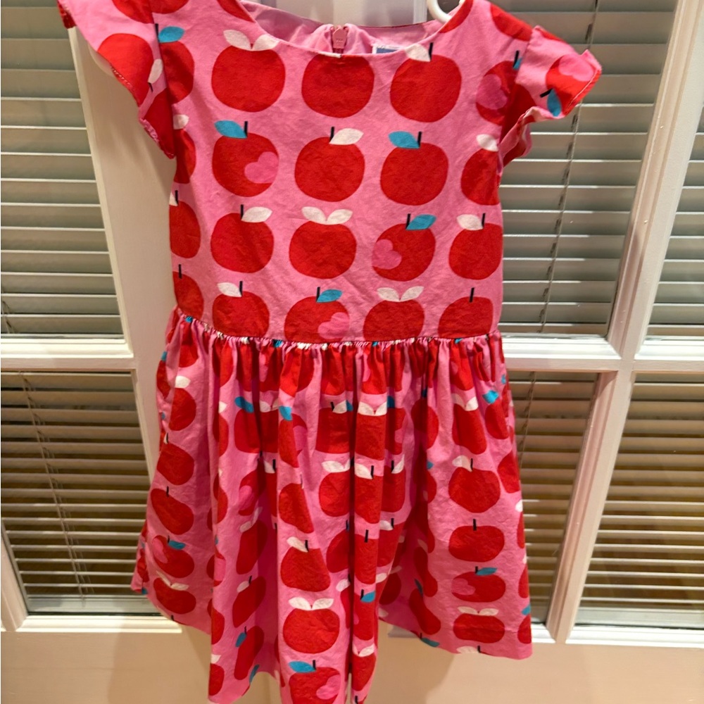 Jacadi Pink and Red Apple Print Kids Dress